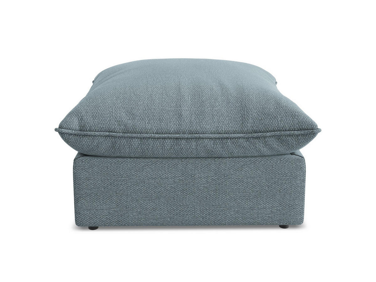 POUF Bouclé Stoff Blau - Pastellblau/Schwarz, Holzwerkstoff/Kunststoff (75/45/75cm) - Makamii