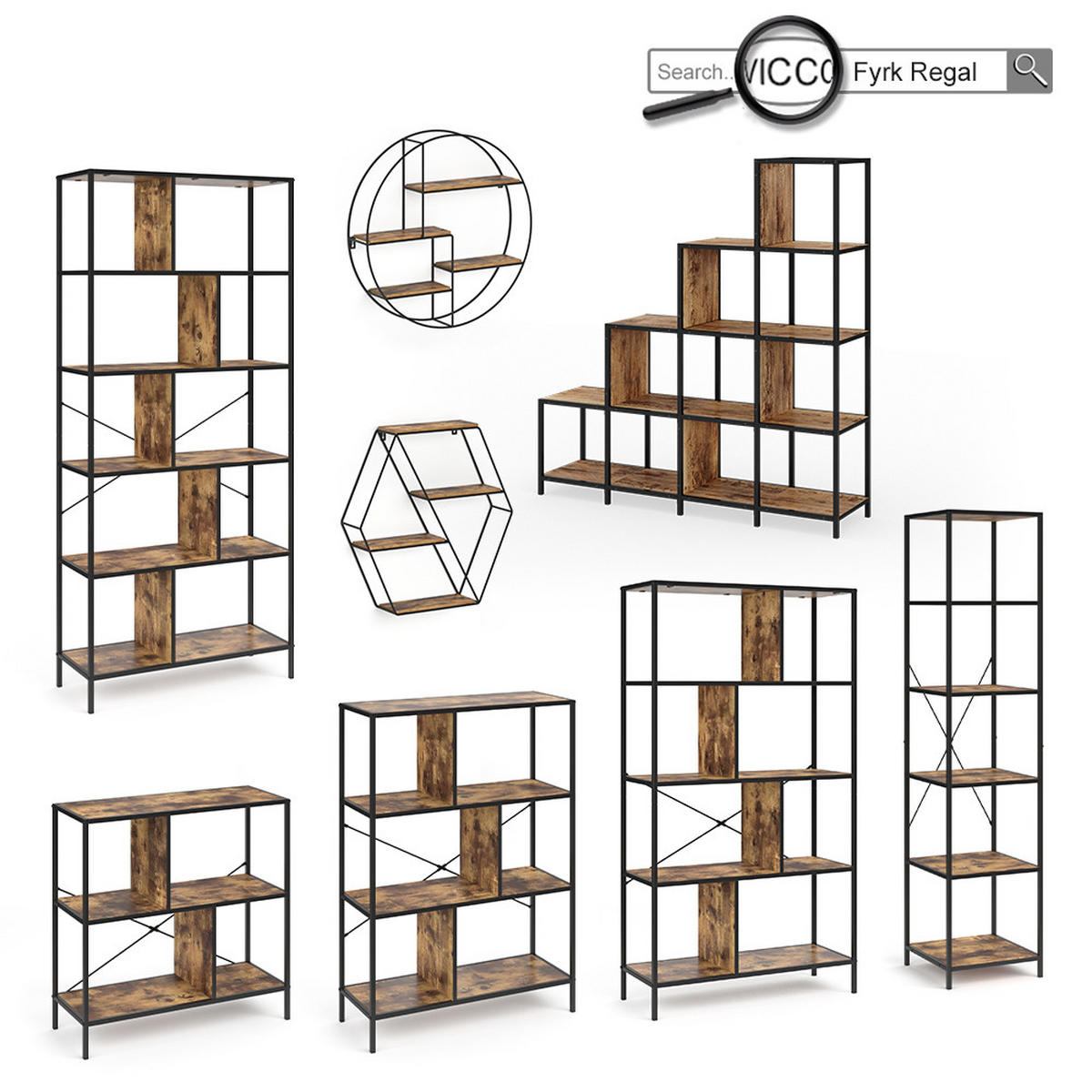 RAUMTEILER Fyrk Antikholz 90 x 92 cm - Eichefarben/Schwarz, Holzwerkstoff (90/92/30cm) - Vicco