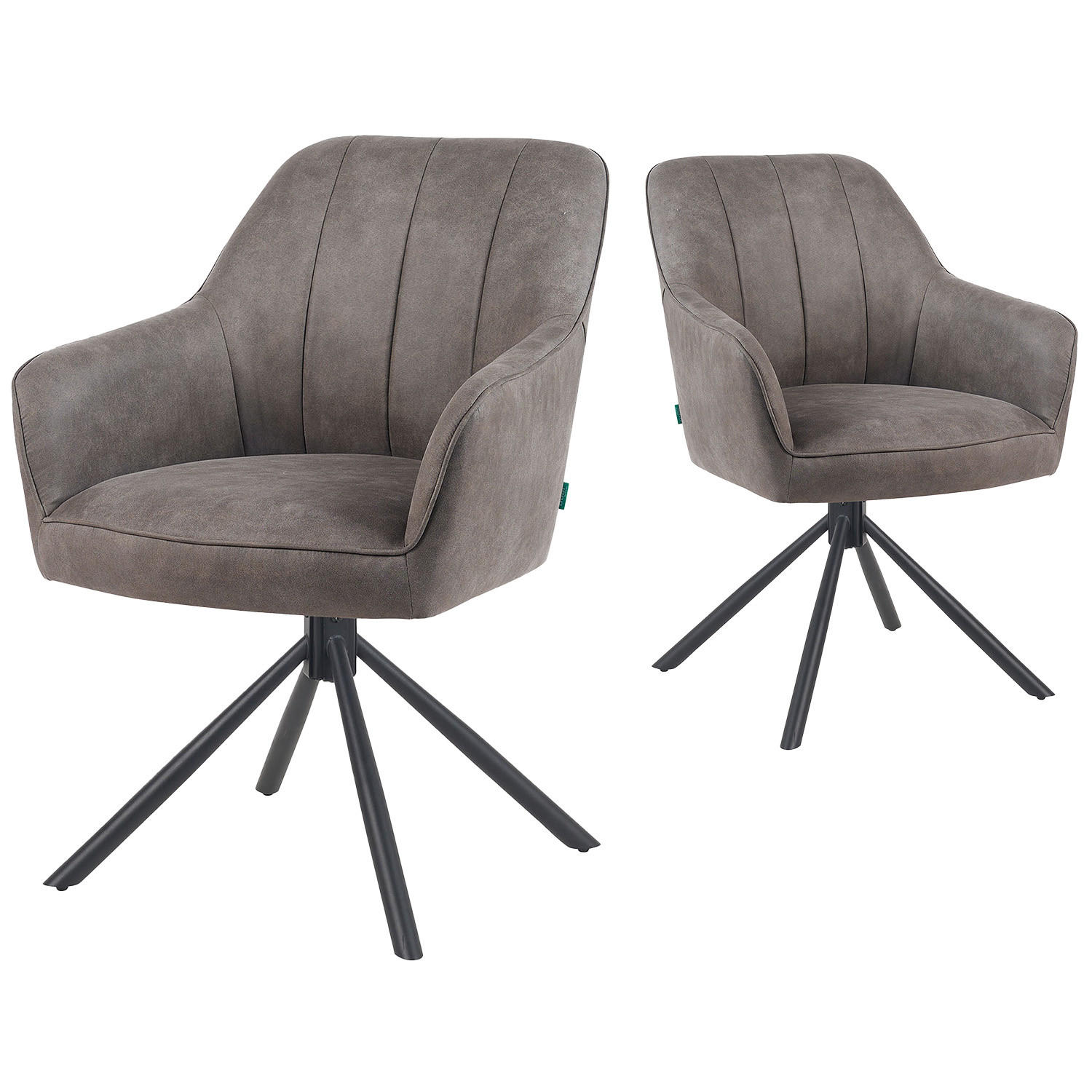 ARMLEHNSTUHL Mika-Piet 2er-Set - Taupe/Schwarz, Textil/Metall (60/87/65cm) - DUBI Möbel