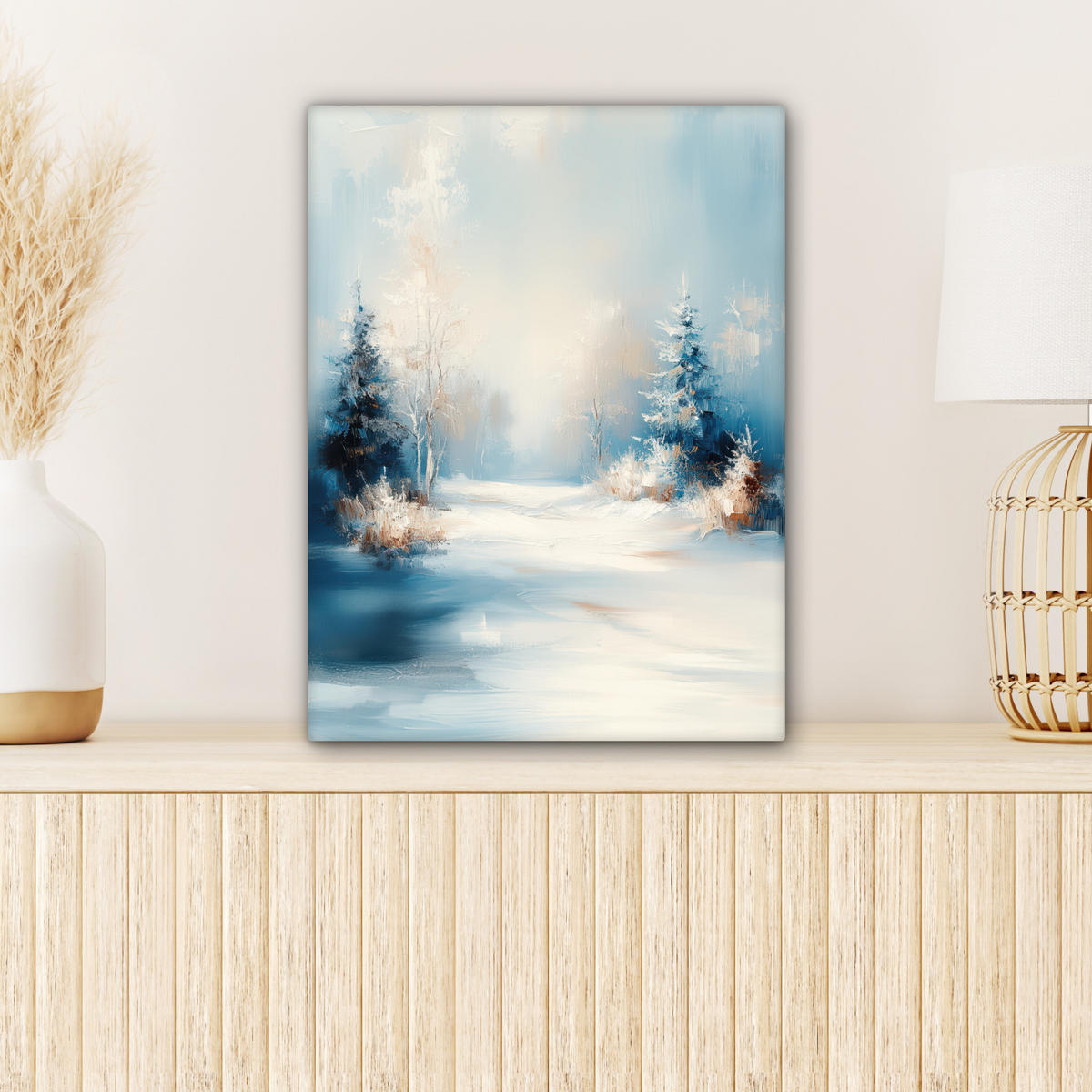 LEINWANDBILD Wald - Winter - Natur - Abstrakt - Schnee 30x40 cm - Weiß, Textil (30/40cm) - MuchoWow