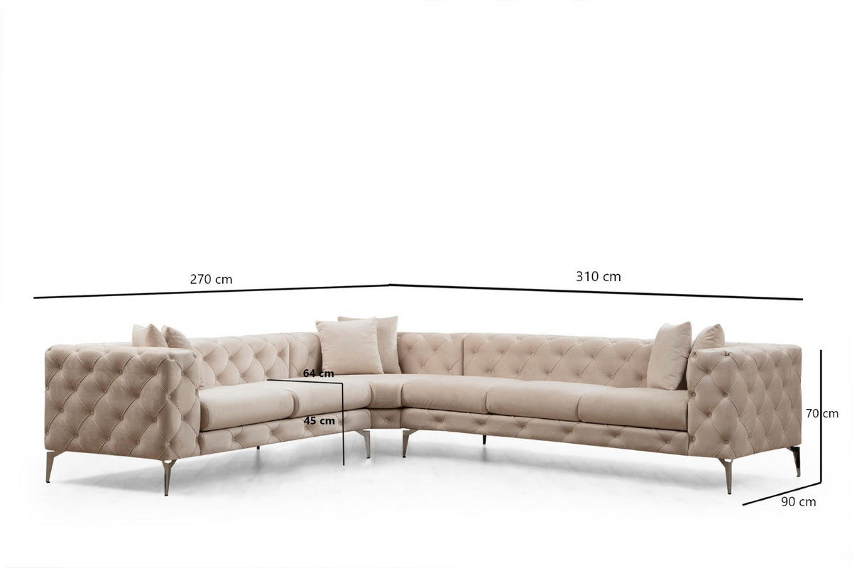 ECKSOFA mit großzügiger XXL Sitzfläche für die ganze Familie - Chromfarben/Beige, Holz/Textil (310/270cm) - myHomelando
