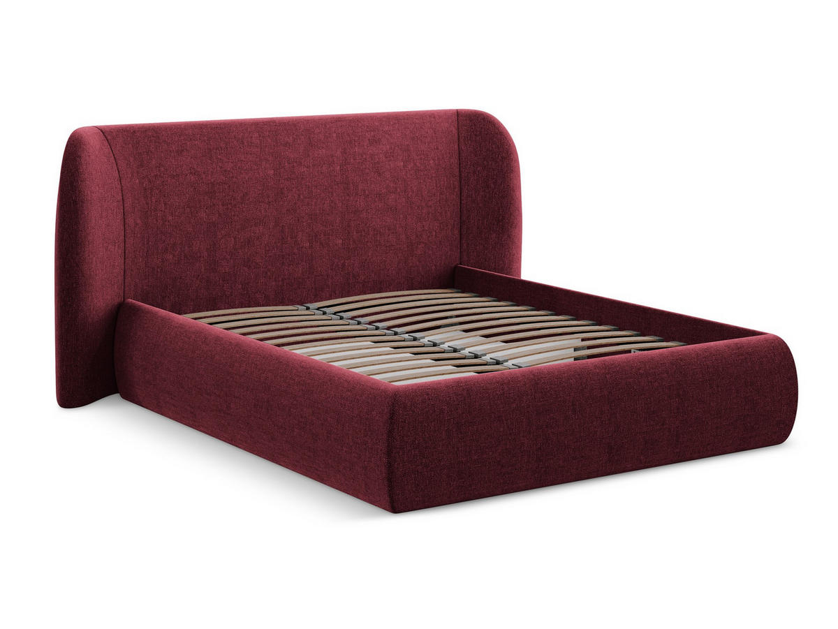 POLSTERBETT mit Bettkasten und Lattenrost 210x215 Rot - Rot/Weinrot, Kunststoff/Textil (160/200cm) - Makamii