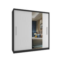 SCHWEBETÜRENSCHRANK Verona MSE, Schwarz/Weiß Matt, 158 cm, mit Spiegel - Weiß, Holz (158/216/60cm) - B BELINI GROUP