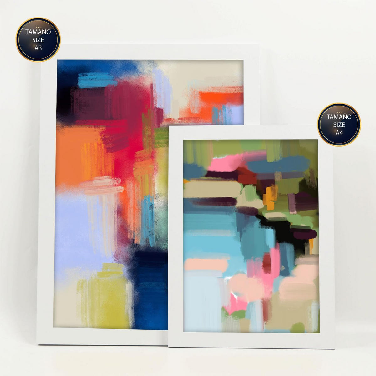POSTER Set Mit 6 Victorian Shades 1 In Farbenfrohe Abstracts Ästhetische Dekorative Gemälde Für Ihr Wohnzimmer Zuhause A3 & A4 Weißer Rahmen - Weiß, Papier (29/3cm) - Nacnic