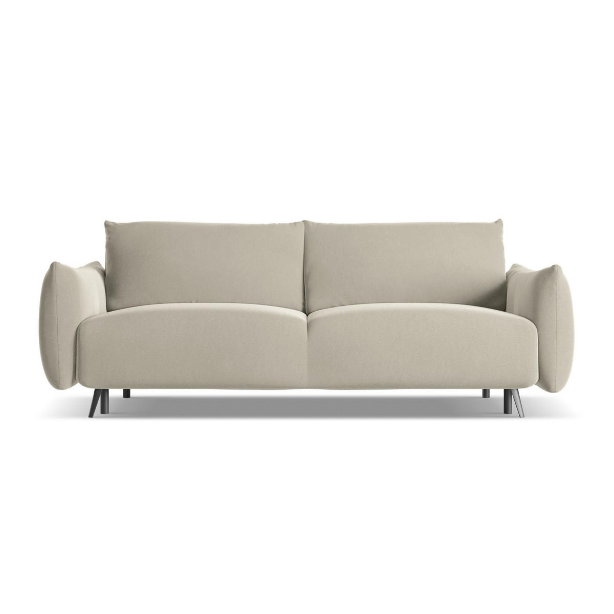 3-SITZER SOFA mit Schlaffunktion Samt Stoff Creme - Perlmutt/Creme, Textil/Metall (230/86/105cm) - LaMiaSofa