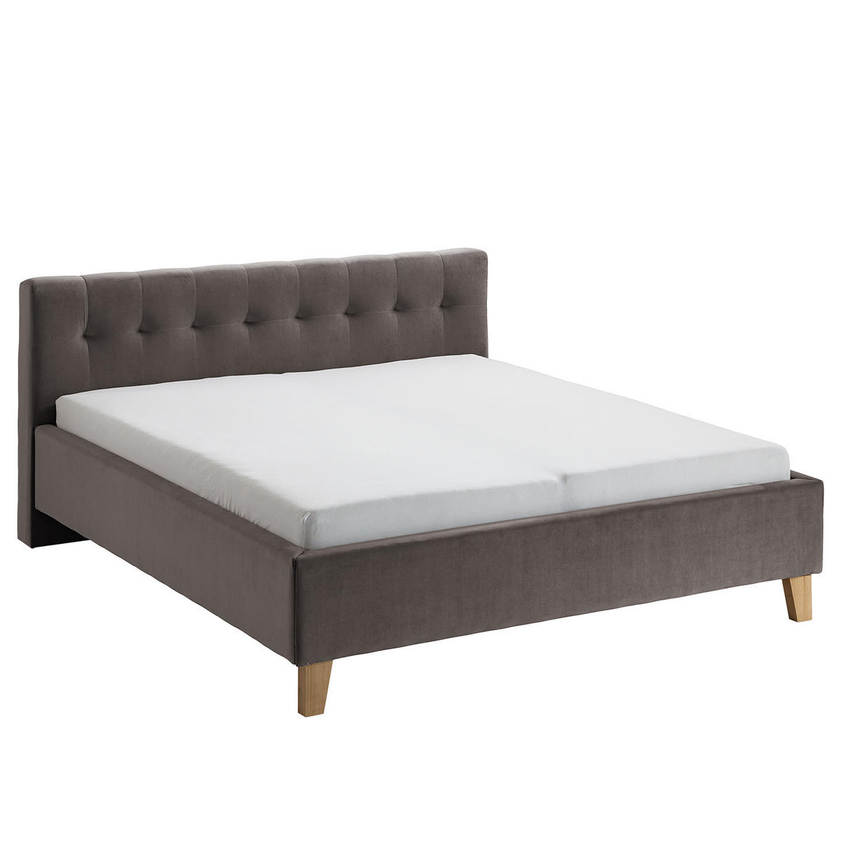 POLSTERBETT - Samt - Dunkelgrau, Holz/Textil (200/200cm) - home24