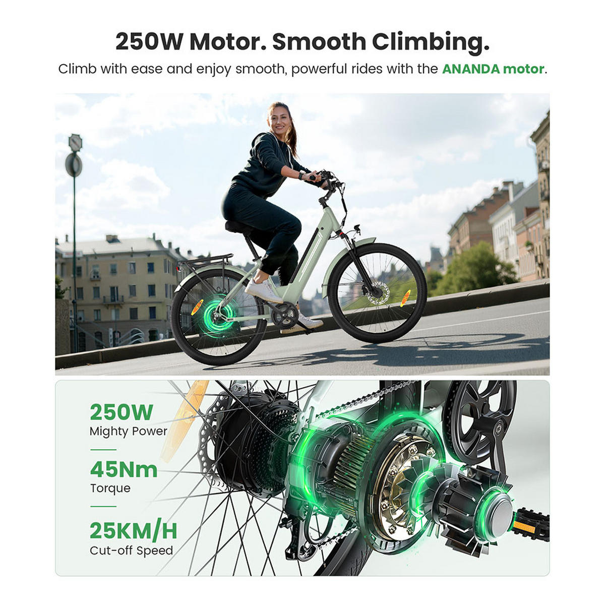 E-BIKE Junglor J1 Pro – Verbesserte Sicherheit und Stabilität - Grün, Metall (85cm)