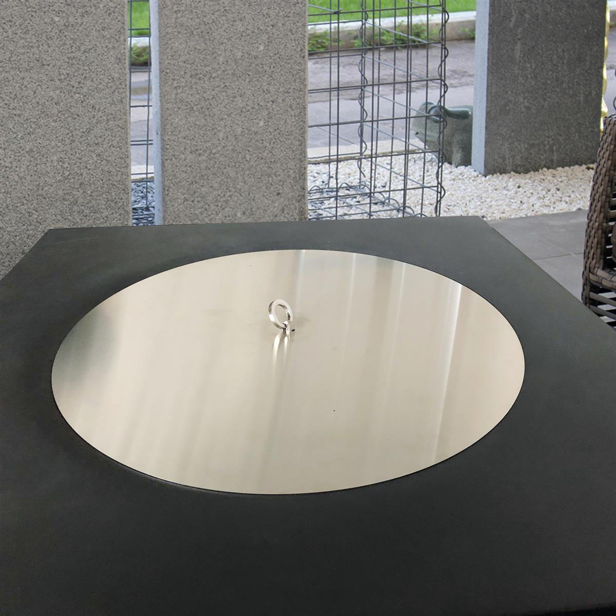 EDELSTAHL-ABDECKUNG für Feuerstelle Branford, Marra und Oku - Edelstahlfarben, Metall (67/9/67cm) - Elementi