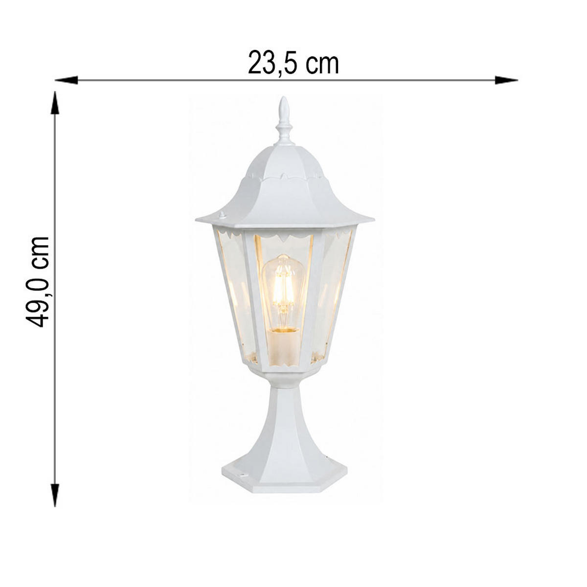 LED SOCKELLEUCHTE NORDERNEY ALUMINIUM Weiß - Weiß, Glas (23.5/23.5/49cm)