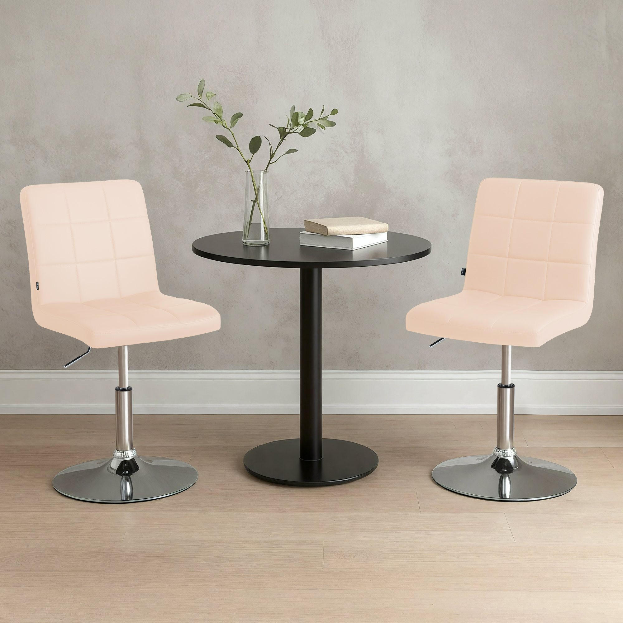 DREHSTUHL Lederlook Creme - Chromfarben/Creme, Textil/Metall (44/81/55cm) - CLP