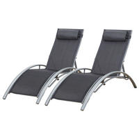 SONNENLIEGEN Galapagos Grau 2er-Set - Grau, Metall (63/82/173.5cm) - Happy Garden