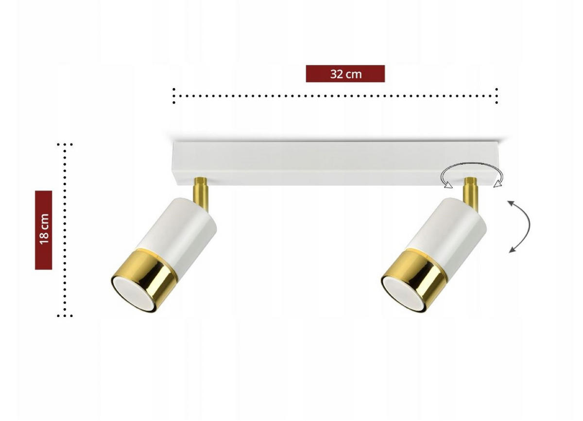 DECKENLEUCHTE Milano Spot - Weiß Hochglanz/Goldfarben, Metall (8/32/18cm) - kiki design
