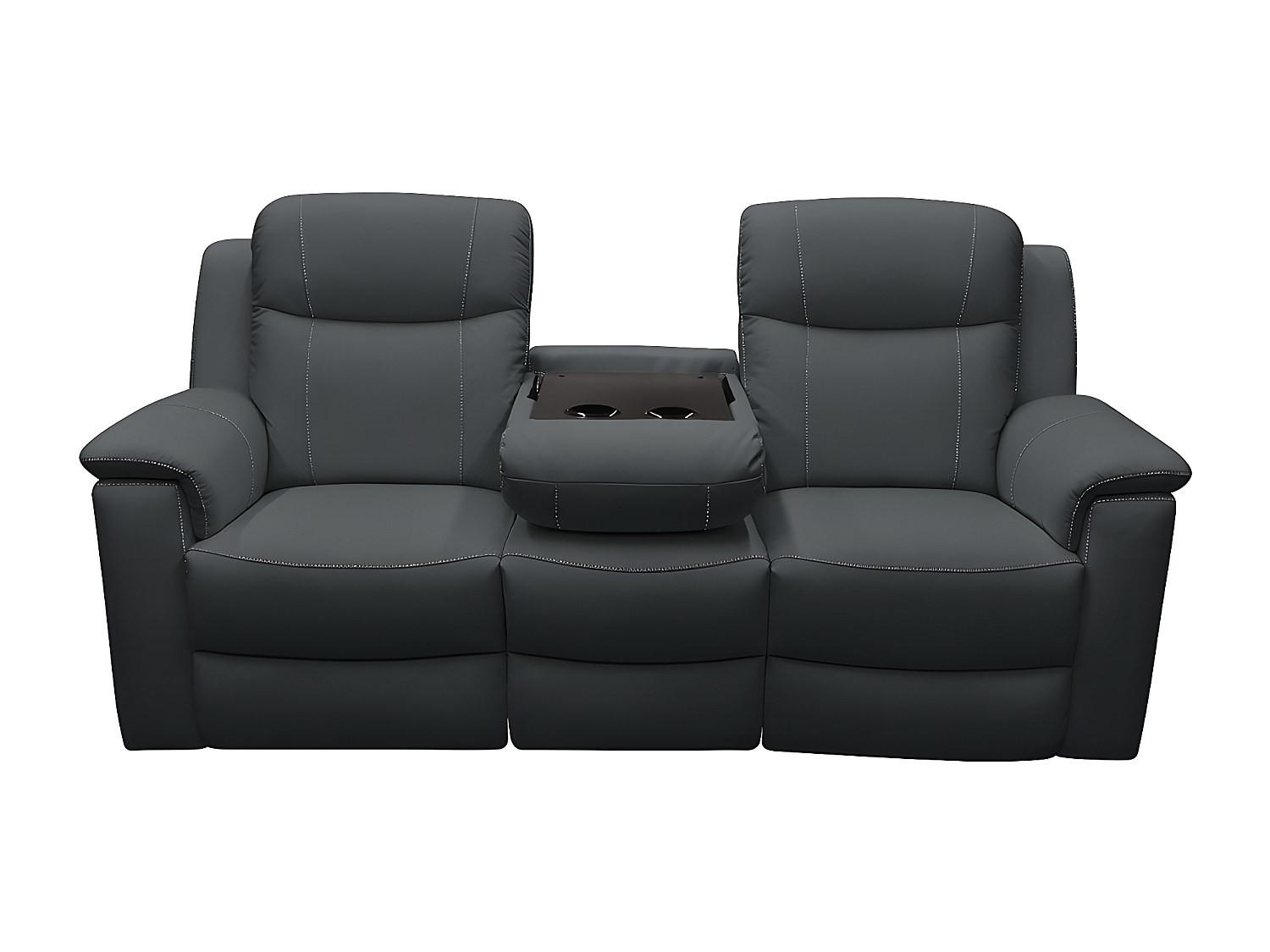 Thumbnail - Vente-Unique Relaxsofa, Anthrazit, Leder, Uni, 3-Sitzer, 205x100x96 cm, Wohnzimmer, Sofas & Couches, Sofas
