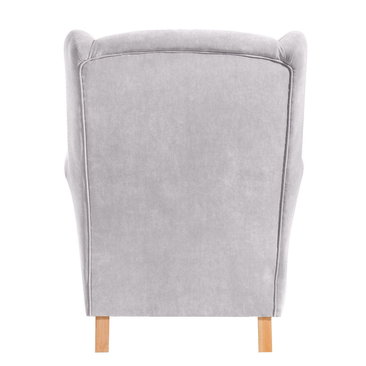 OHRENSESSEL Karlen Bezug Veloursstoff Buche natur / silber - Silberfarben/Buchefarben, Kunststoff (86/103/77cm) - 58aufmkessel