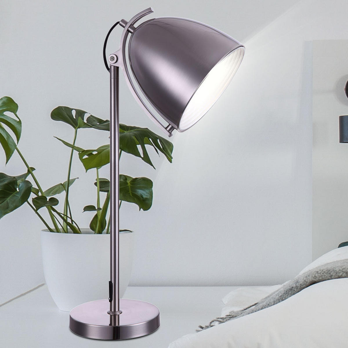 TISCHLEUCHTE JACKSON Silber Nickel matt - Silberfarben, Metall (28/20/70cm) - Globo Lighting