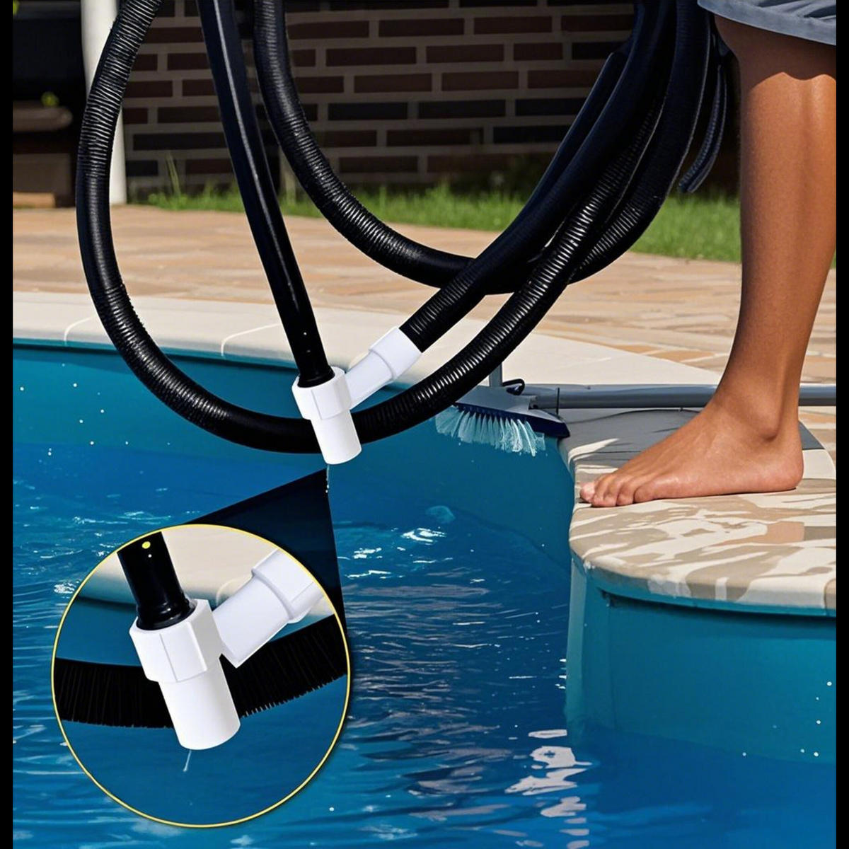 POOLSCHLAUCH - Schwarz, Kunststoff (3.2cm) - Relaxdays