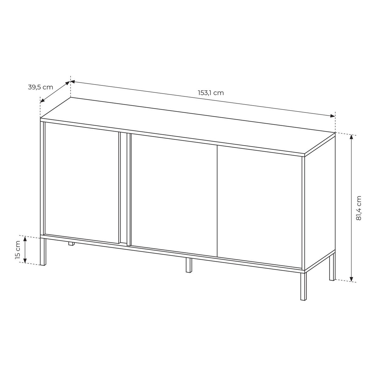 SIDEBOARD DASTINO 153/81/40 cm mit 3 Türen Beige - Beige, Holzwerkstoff (153/81/40cm) - MASSENO