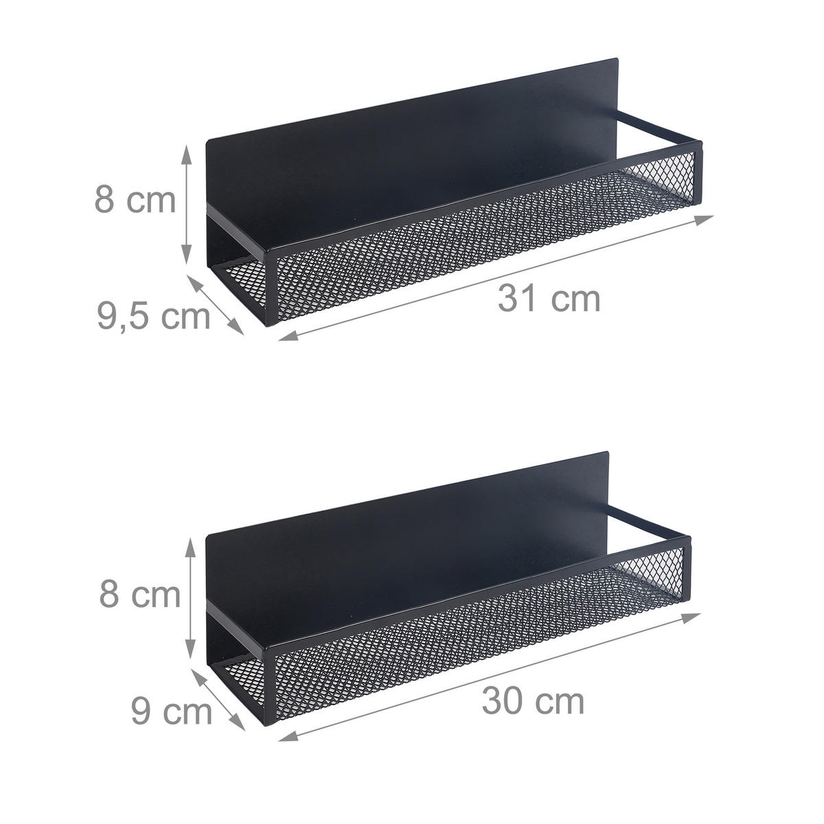 POLICA Crna 4-dijelni-set magnetska metalna - crna, metal/plastika (31/8/9.5cm) - Relaxdays