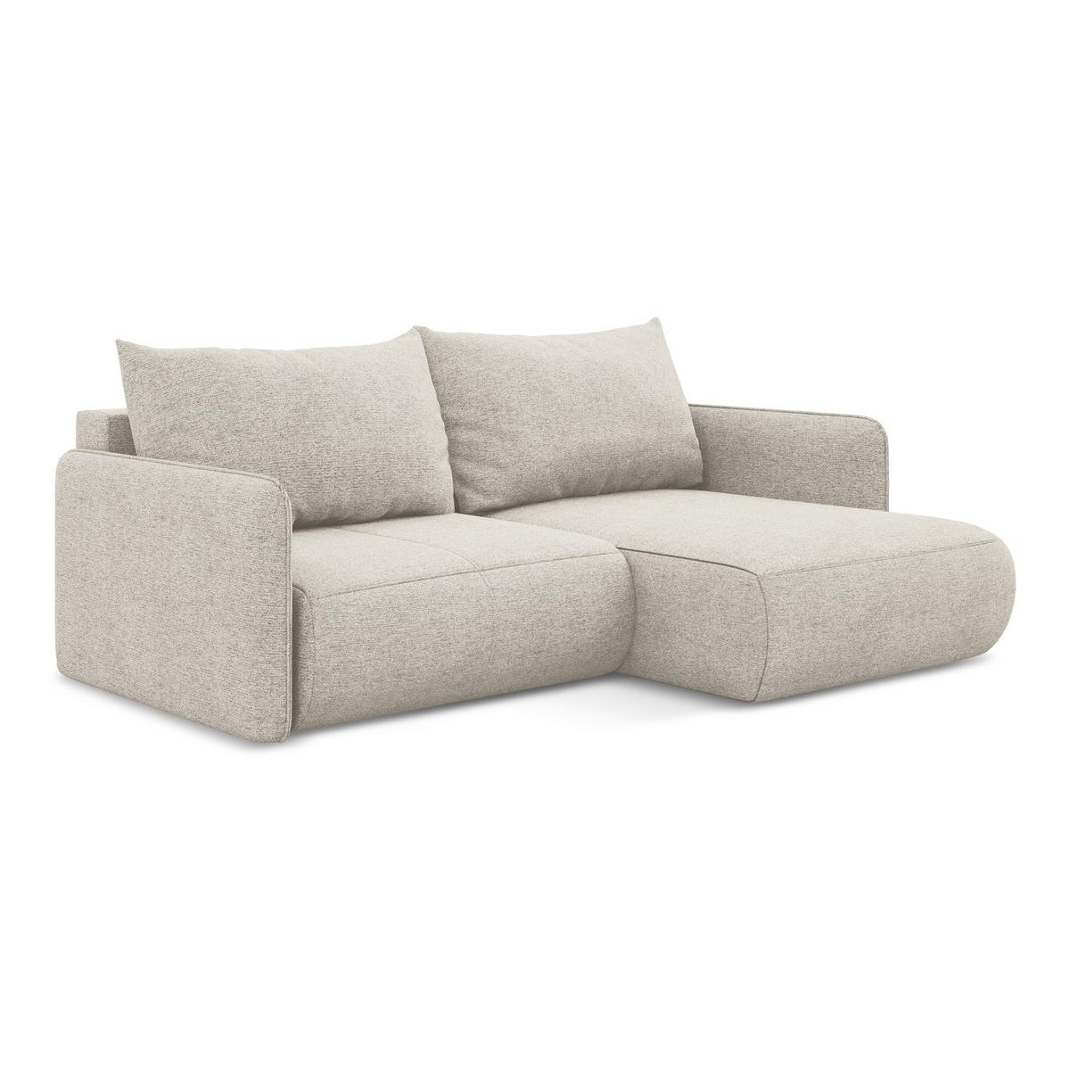 ECKSOFA mit Schlaffunktion Chenille Stoff Grau - Silberfarben/Schwarz, Kunststoff/Textil (207/148cm) - LaMiaSofa