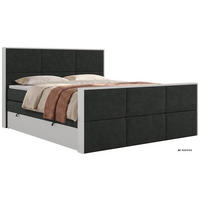 POSTEL BOXSPRING DELVIT KING DUO 140/200 - Tmavě šedá Strukturovaná látka - Topper Visco - H4 - černá/tmavě šedá, textil/plast (140/200cm) - MKS