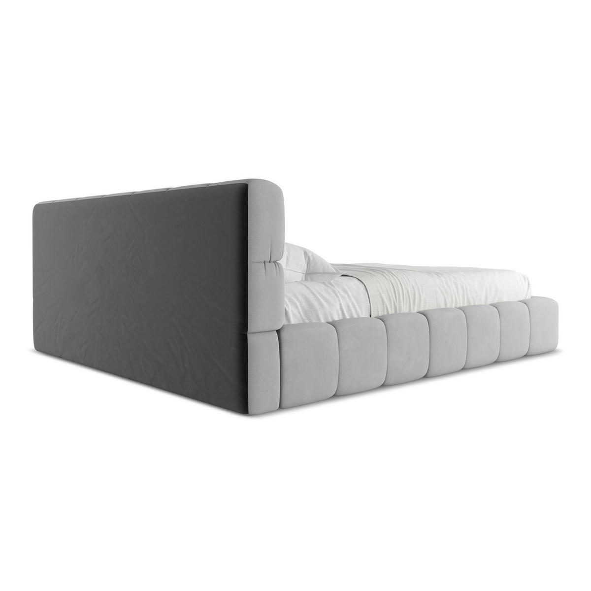 POLSTERBETT mit Bettkasten und Lattenrost 200x228 Grau - Hellgrau/Schwarz, Kunststoff/Textil (180/200cm) - LaMiaSofa