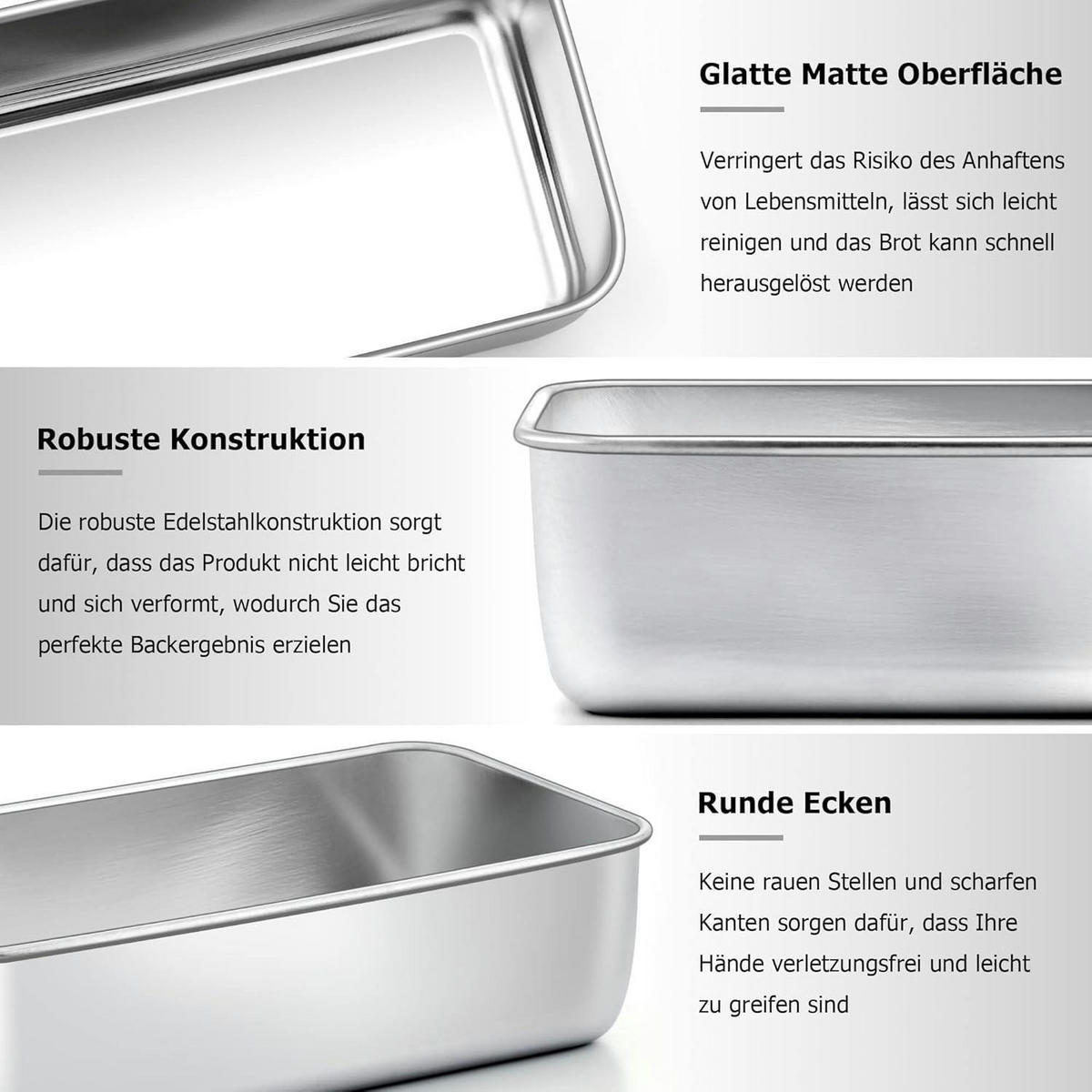 BROTBACKFORM Edelstahl 23.5 x 12.6 x 6 cm - Silberfarben, Metall (12.6/6/23.5cm)