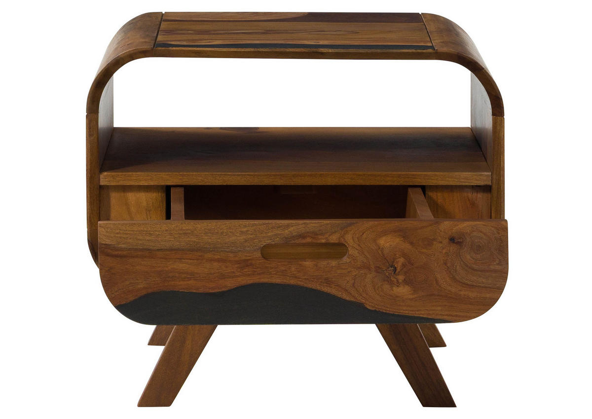 NACHTTISCH Sheesham 50x40x43 dunkelbraun lackiert MAILAND #242 - Dunkelbraun, Holz (50/43/40cm) - Massivmoebel24