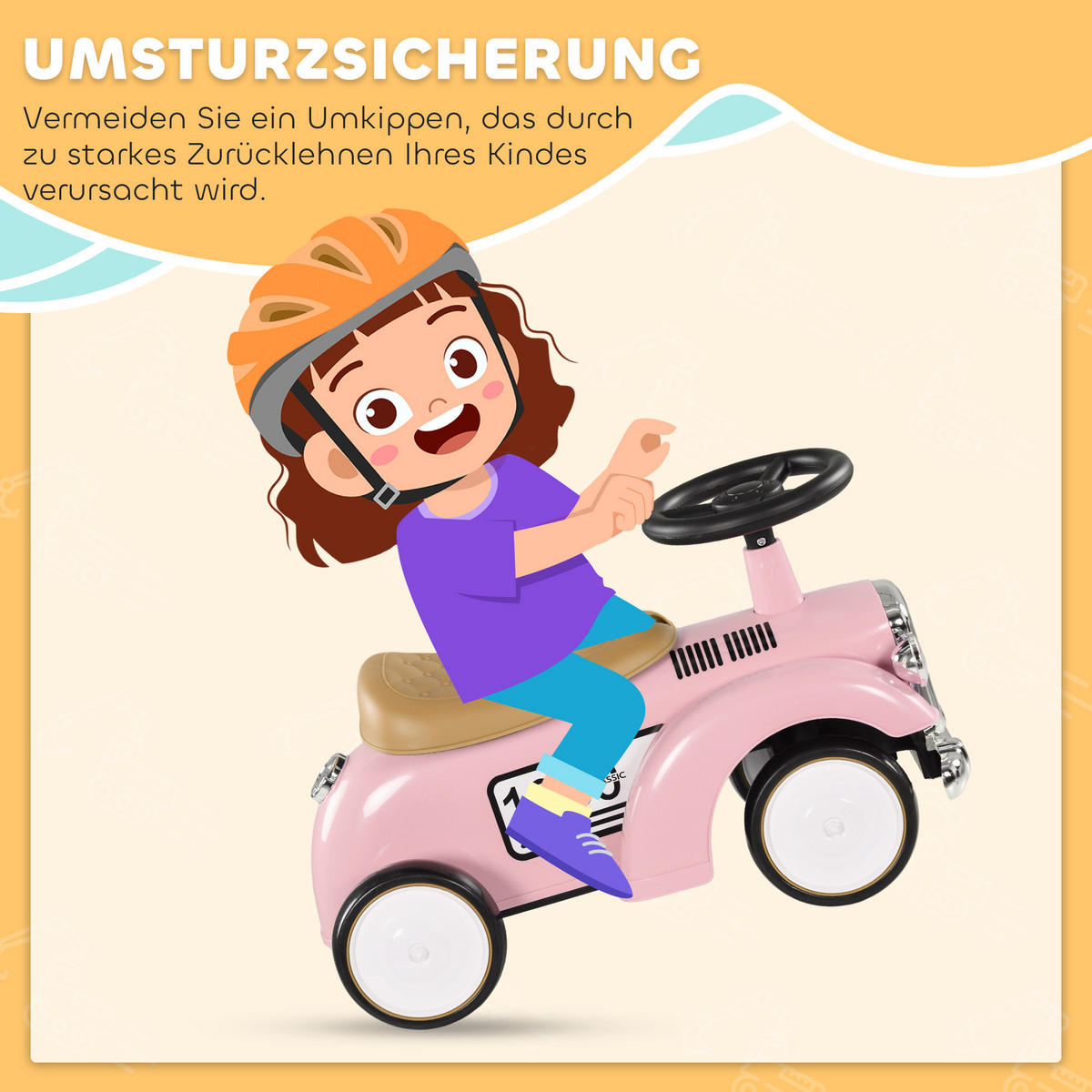 RUTSCHAUTO, Kinderfahrzeug mit Stauraum, Kinderauto mit Kippschutz, Rosa - Rosa, Metall (58/27/35cm) - AIYAPLAY