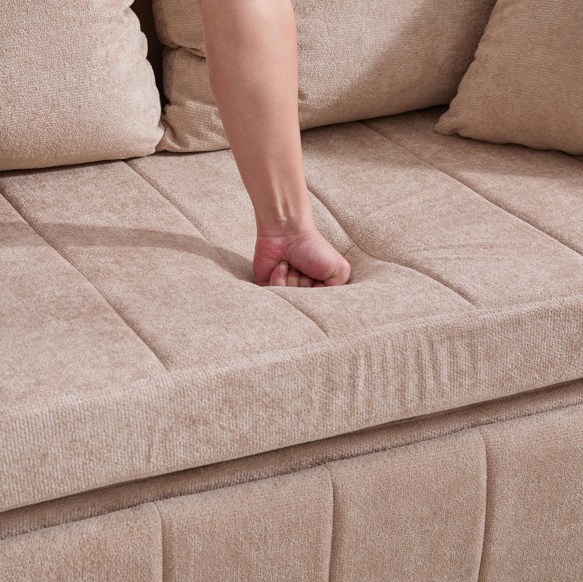 SCHLAFSOFA ausziehbar ca. 139 x 83 x 58 cm Chenille Khaki - Braun, Holzwerkstoff (139/83/73cm) - Meubliv