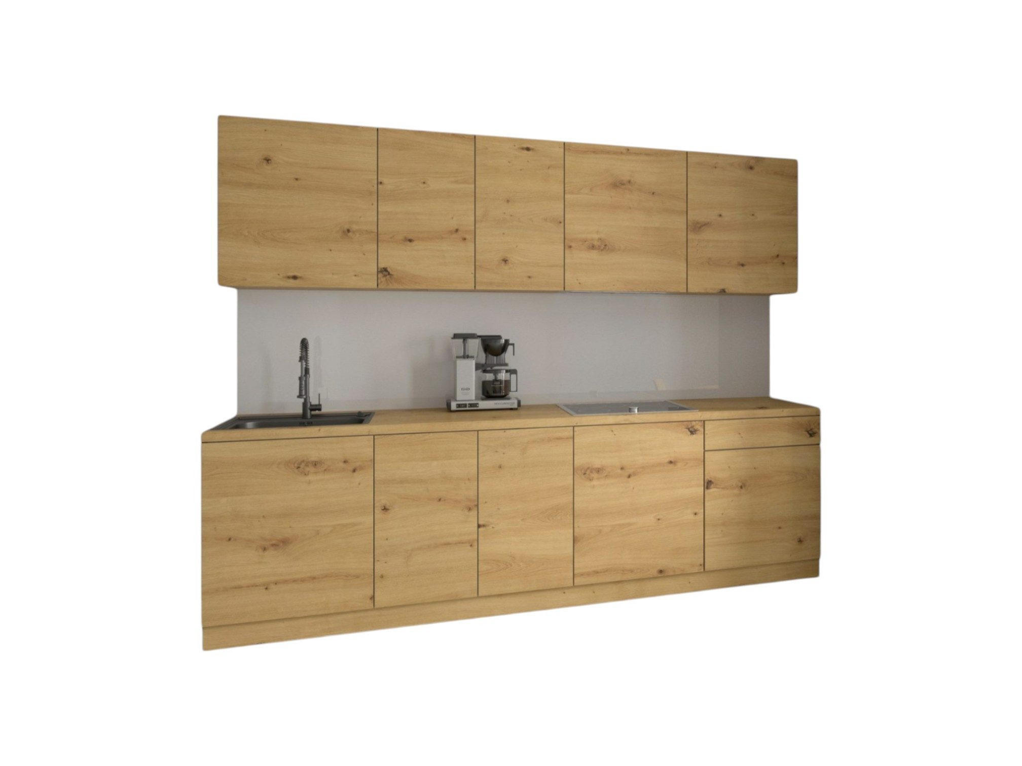KÜCHENZEILE 260 cm - Nexa K19-G260 - in Woodline / Matt - Eiche Artisan, Holz (260/212/58cm) - ROYAL24_MARKT