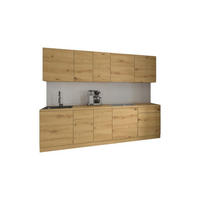 KÜCHENZEILE 260 cm - Nexa K19-G260 - in Woodline / Matt - Eiche Artisan, Holz (260/212/58cm) - ROYAL24_MARKT