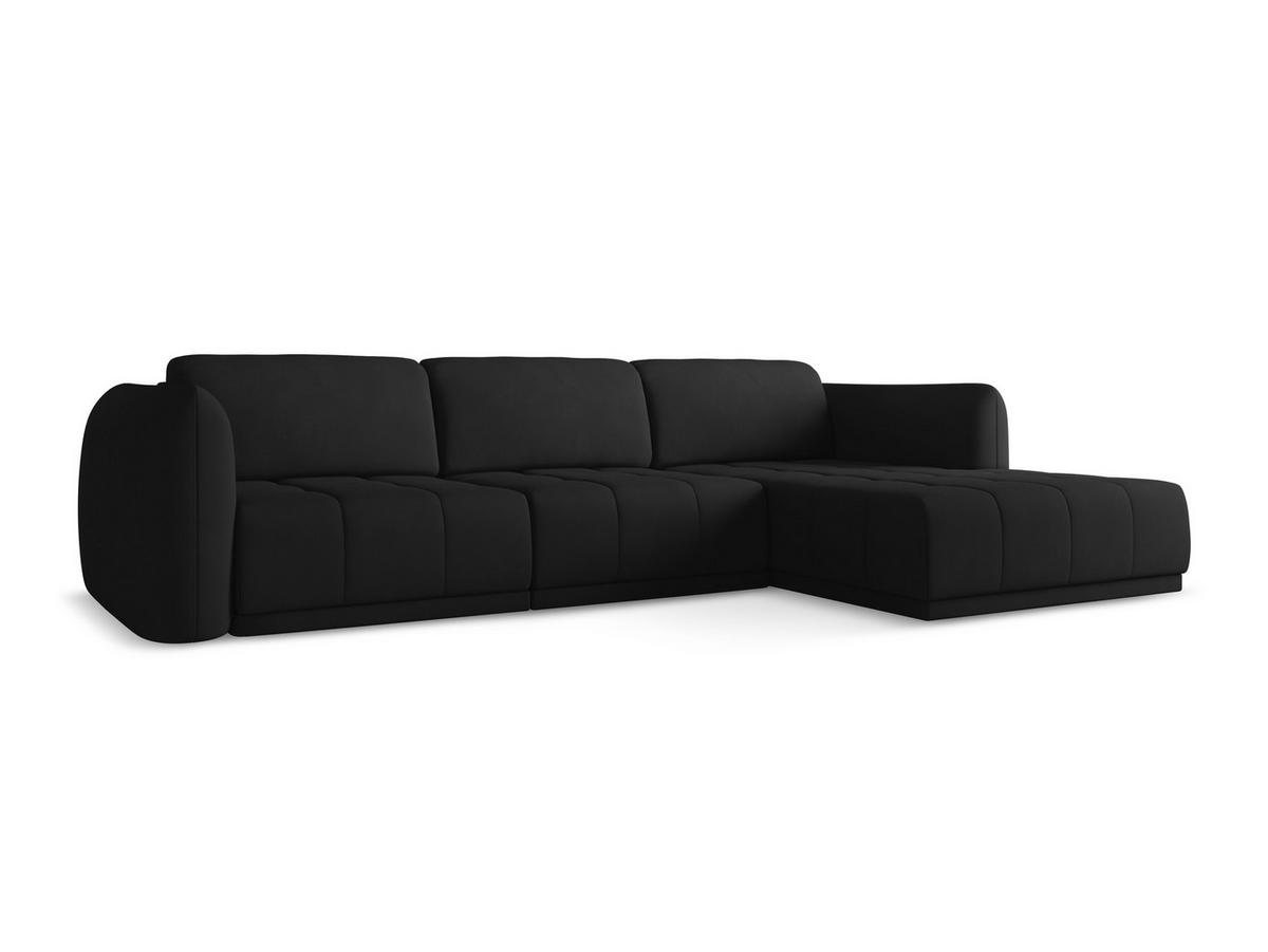 ECKSOFA Rechts Chenille Stoff Schwarz - Schwarz, Kunststoff/Textil (290/170cm) - Makamii