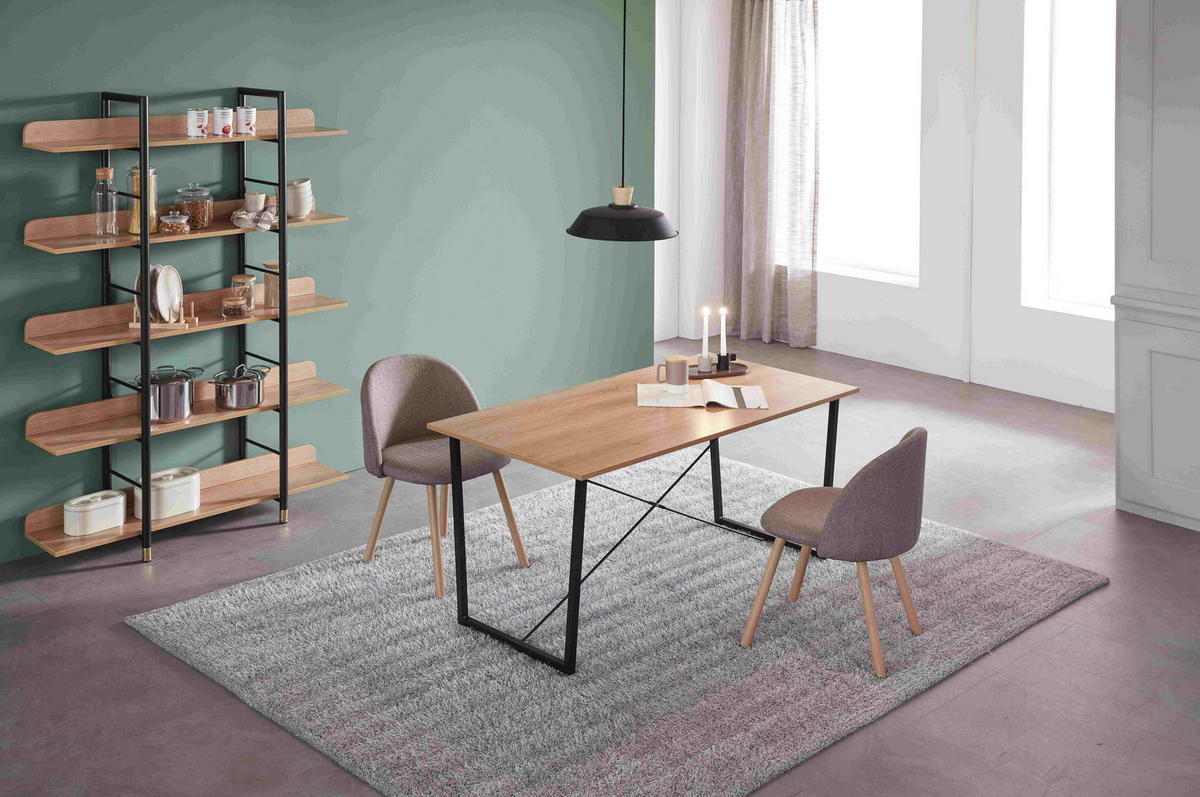 ESSZIMMERTISCH JOONA - 140x70 cm - MDF mit Akazie-Dekor, Gestell Metall - Naturfarben, Metall (70/140/73cm) - TPFLiving