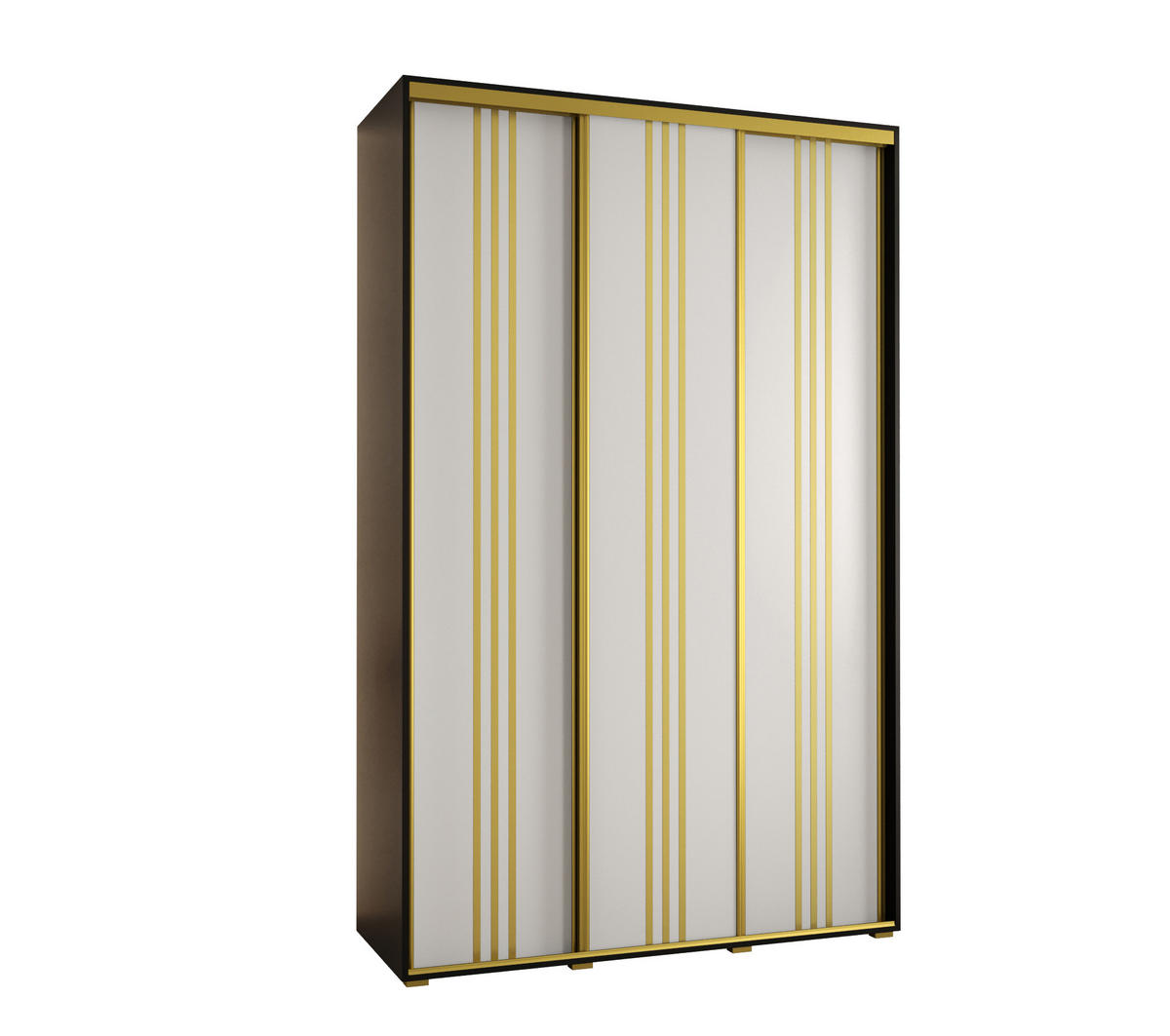 SCHWEBETÜRENSCHRANK 235,2/150/45 3-türig - Goldfarben/Schwarz, Holz/Metall (150/235/45cm) - Abiks Möbel