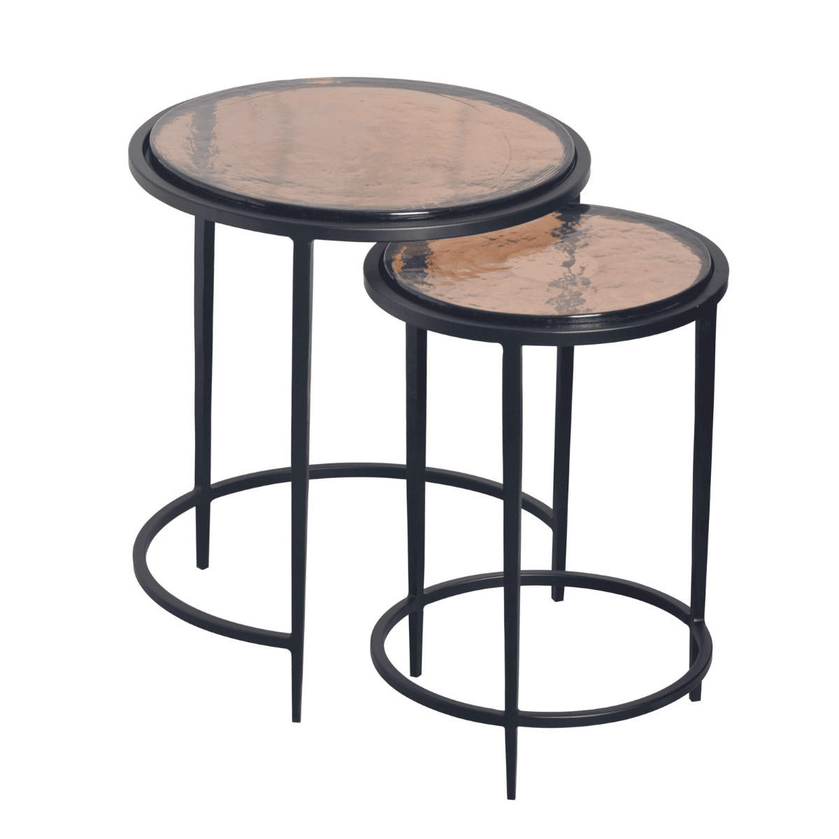 BEISTELLTISCHE für Sofa aus Rauchglas und schwarzem Metall D44 cm - IGLOO - Schwarz, Metall (51/51/53cm) - Signature