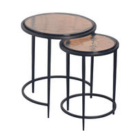 BEISTELLTISCHE für Sofa aus Rauchglas und schwarzem Metall D44 cm - IGLOO - Schwarz, Metall (51/51/53cm) - Signature