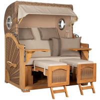 STRANDKORB XXL Düne Grande Teak Banana - Beige/Braun, Metall (142/170/95cm) - Mr. Deko