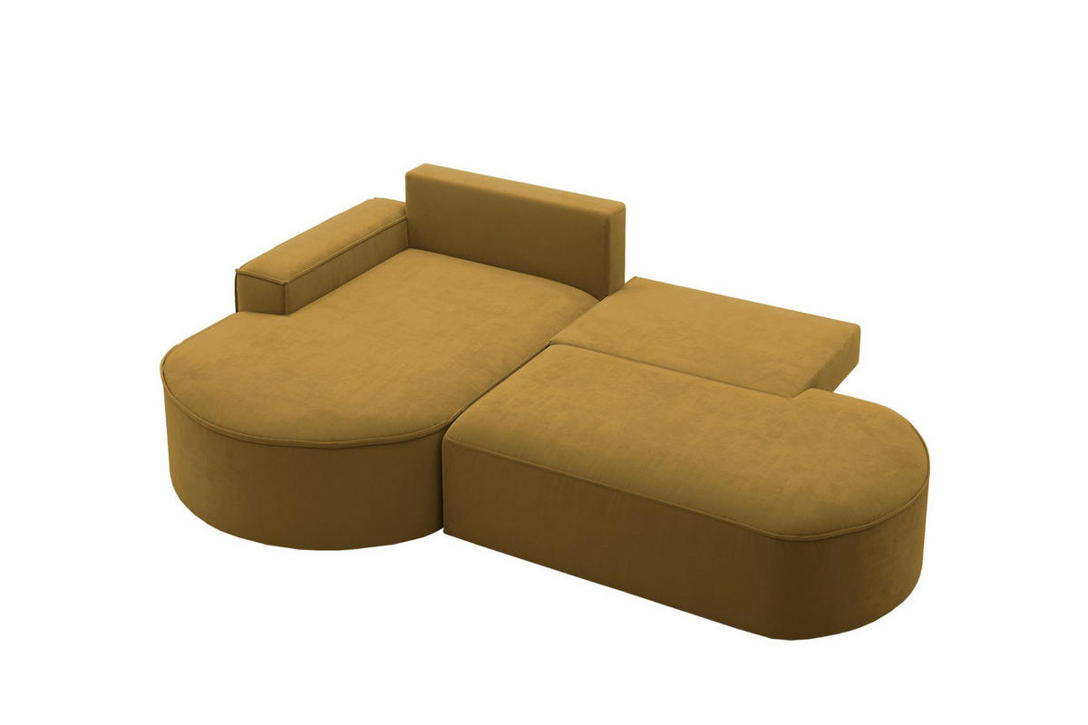 ECKSOFA mit Schlaffunktion und Bettkasten Modena Runden stoff Salvador Gelb Links - Gelb, Holz/Textil (179/278cm) - Kaiser Möbel