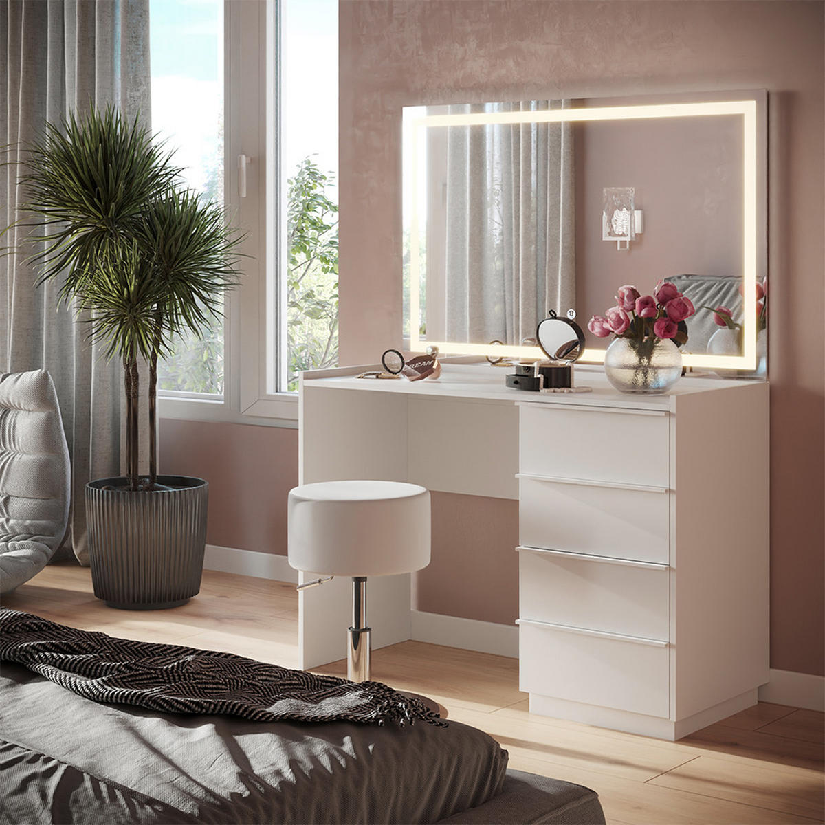 TOALETNÍ STOLEK Viktoria Bílá - bílá, kompozitní dřevo (110/77.2/45cm) - Vicco