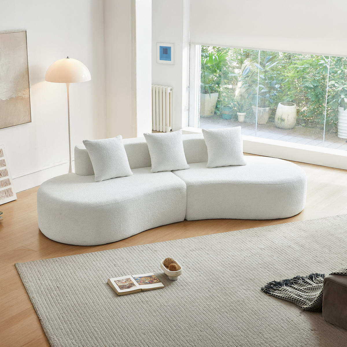 ECKSOFA modular 3-Sitzer 277 cm Samt White - Weiß, Textil (277/68/103cm) - IVMEU