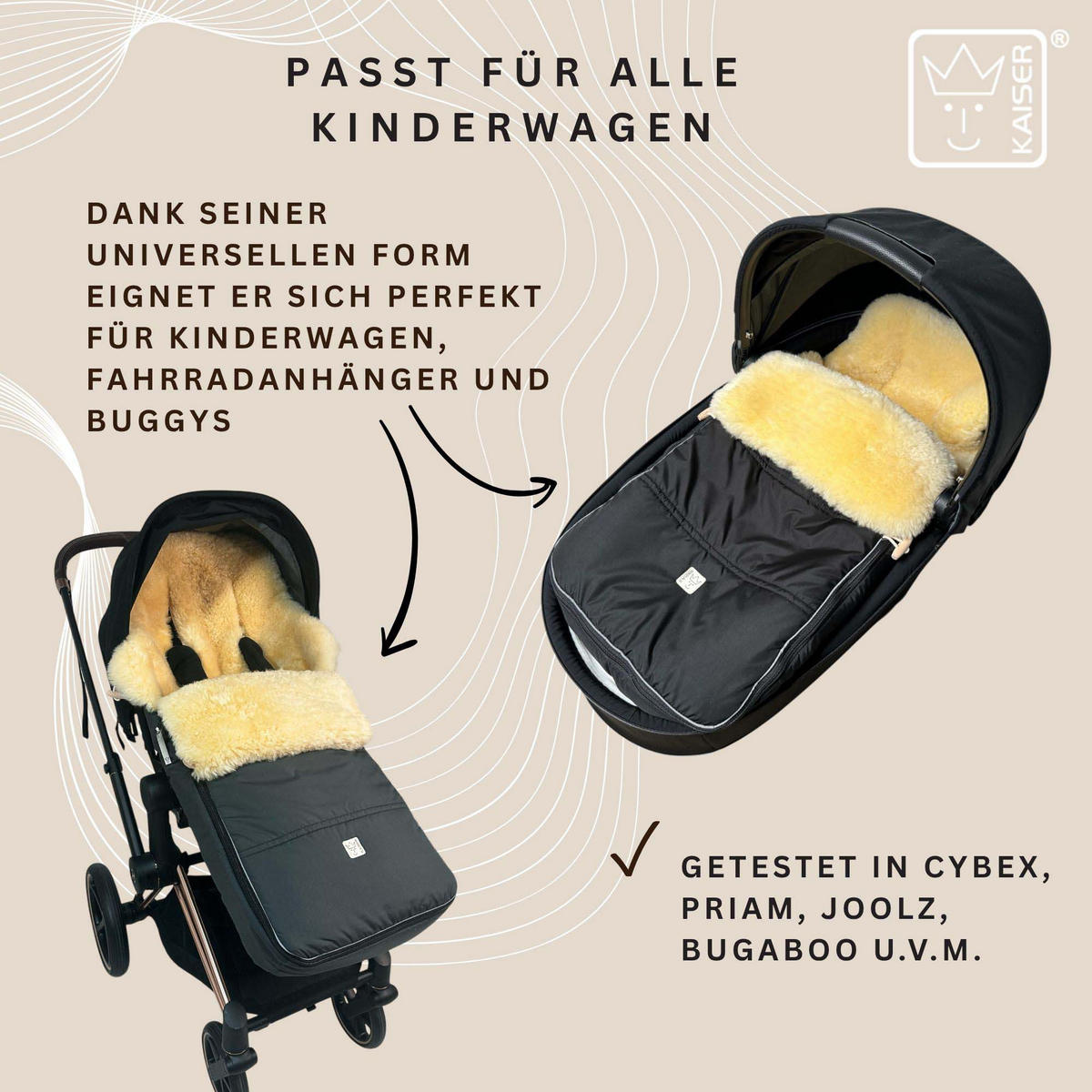 LAMMFELL-FUSSSACK Dublas 2.0, anthracite - Anthrazit, Fell (45/95cm) - Kaiserbaby