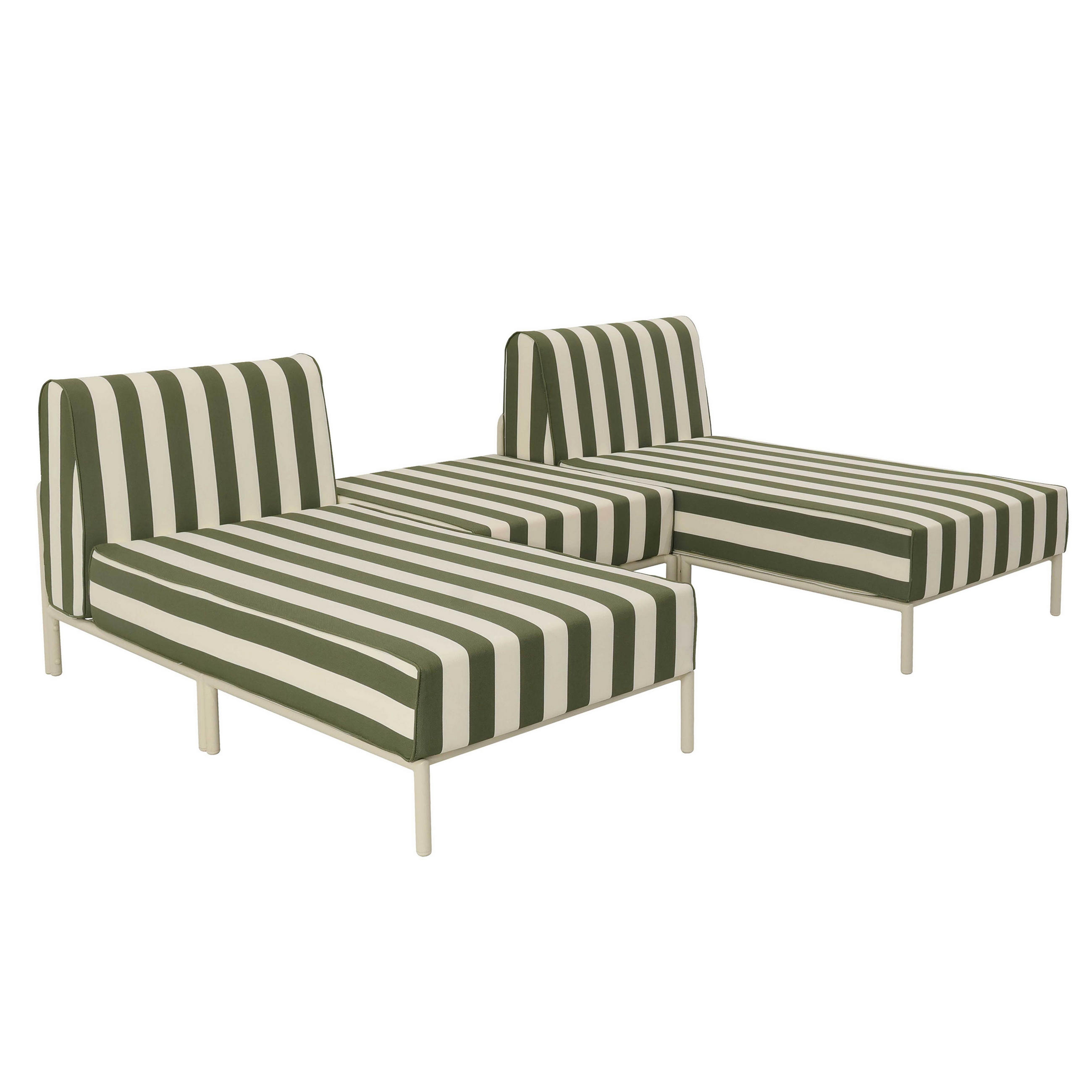 GARTENSOFA mit 3 Sitzplätzen, Khakigrün - Grün, Textil (128/78/144cm) - Oviala