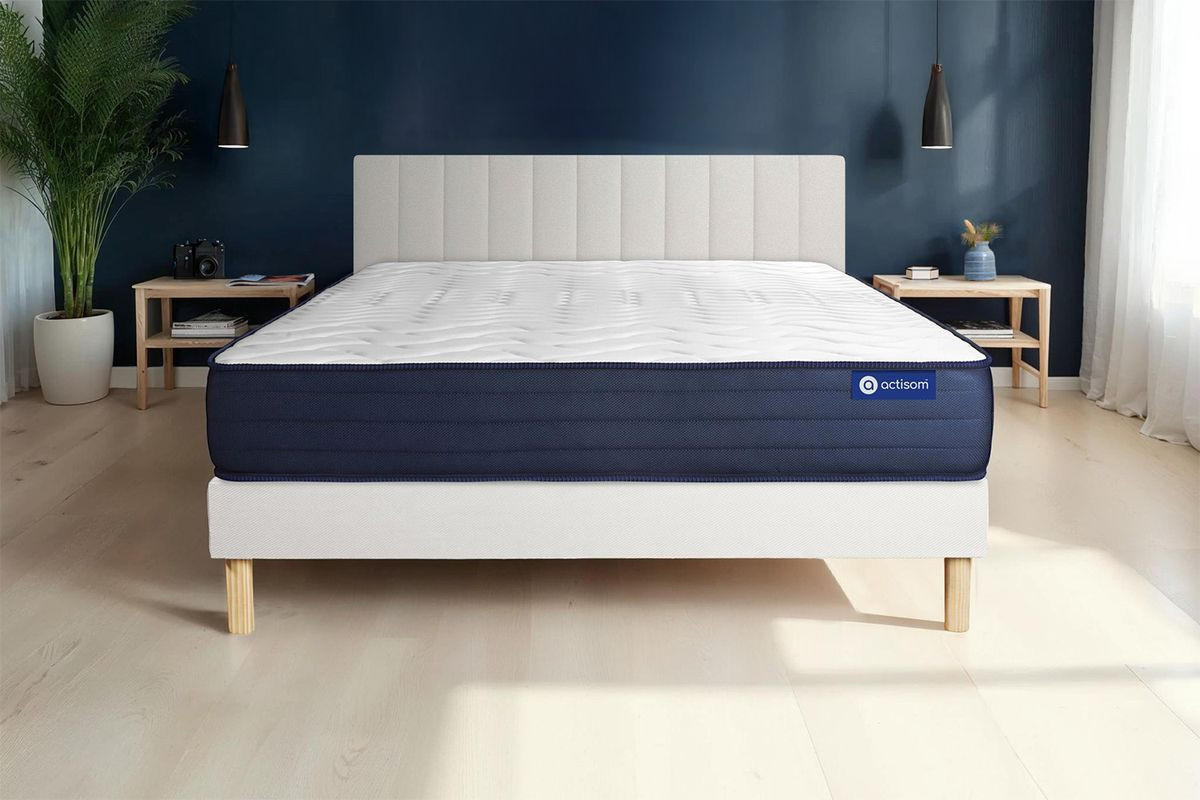 BETT Actimemo life Memory-Schaum 180 x 220 cm h4 - Kit Bettgestell Weiß - Beige/Weiß, Karton/Holz (180/220cm) - ACTISOM