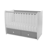 BABYBETT MATRIX NEW 120 x 60 cm grau 120 x 60 cm, Schaukelfunktion, 2 Schubladen, 2 Ebenen, Schlupfsprossen - Grau, Holzwerkstoff (60/120cm) - Lorelli