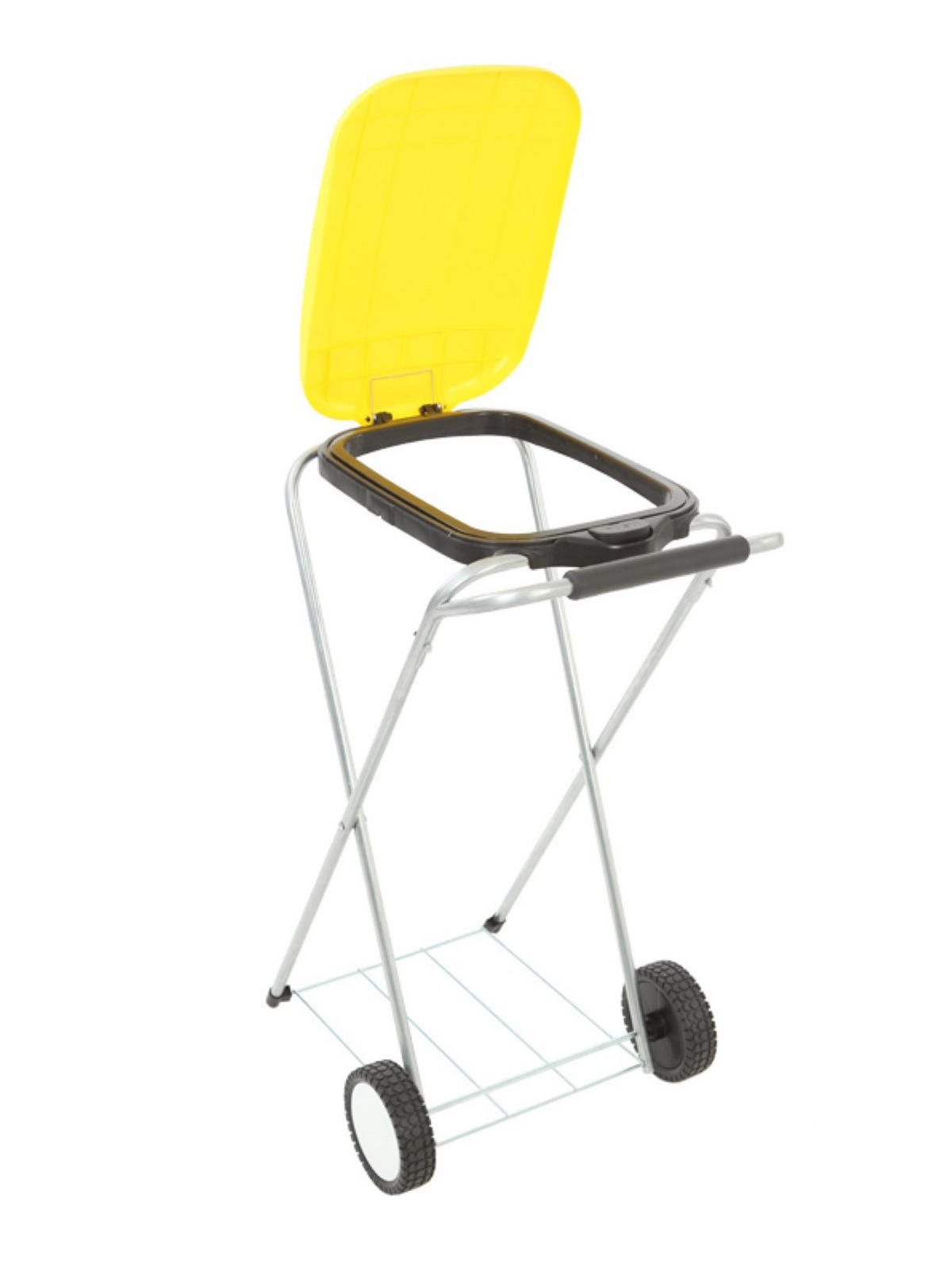MÜLLEIMER Klassischer Abfallsackständer Mit Deckel und Rollen 83 x 44 x 56 cm Verzinkte Rohre Gelb - Gelb, Metall (44/83/56cm) - PROREGAL
