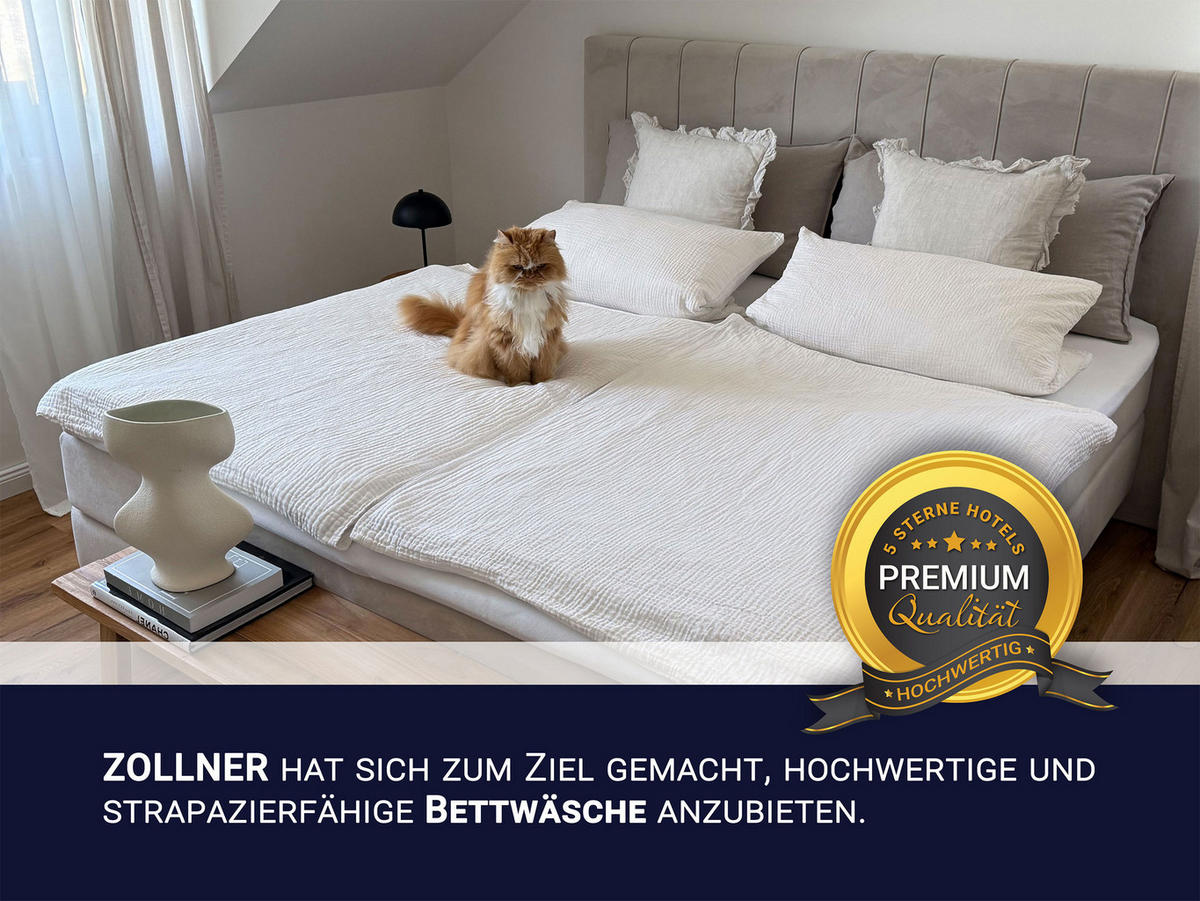 BETTWÄSCHE, 2er-Set, 80x80+135x200 cm, 100% Baumwolle, Beige - Creme, Textil (135/200cm) - Zollner