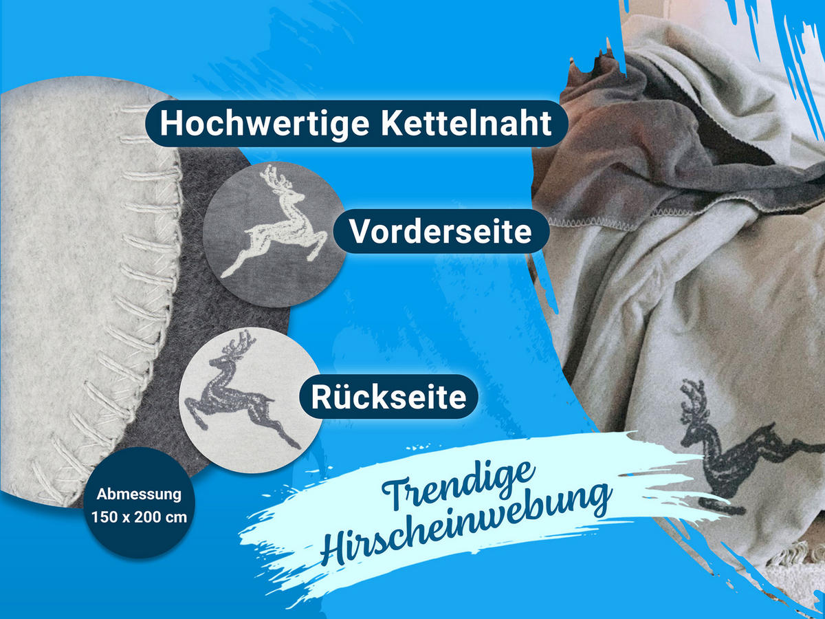 KUSCHELDECKE, 150x200 cm, 60% Baumwolle, 40% Polyacryl, Grau - Grau, Naturmaterialien (150/200cm) - Zollner