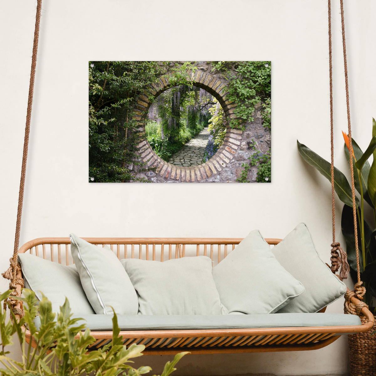 ZAHRADNÍ PLAKÁT Les - Kameny - Průhled - Stezka - Vistárie 90x60 cm - šedohnědá, plast (90/60/0.2cm) - OnlyWow