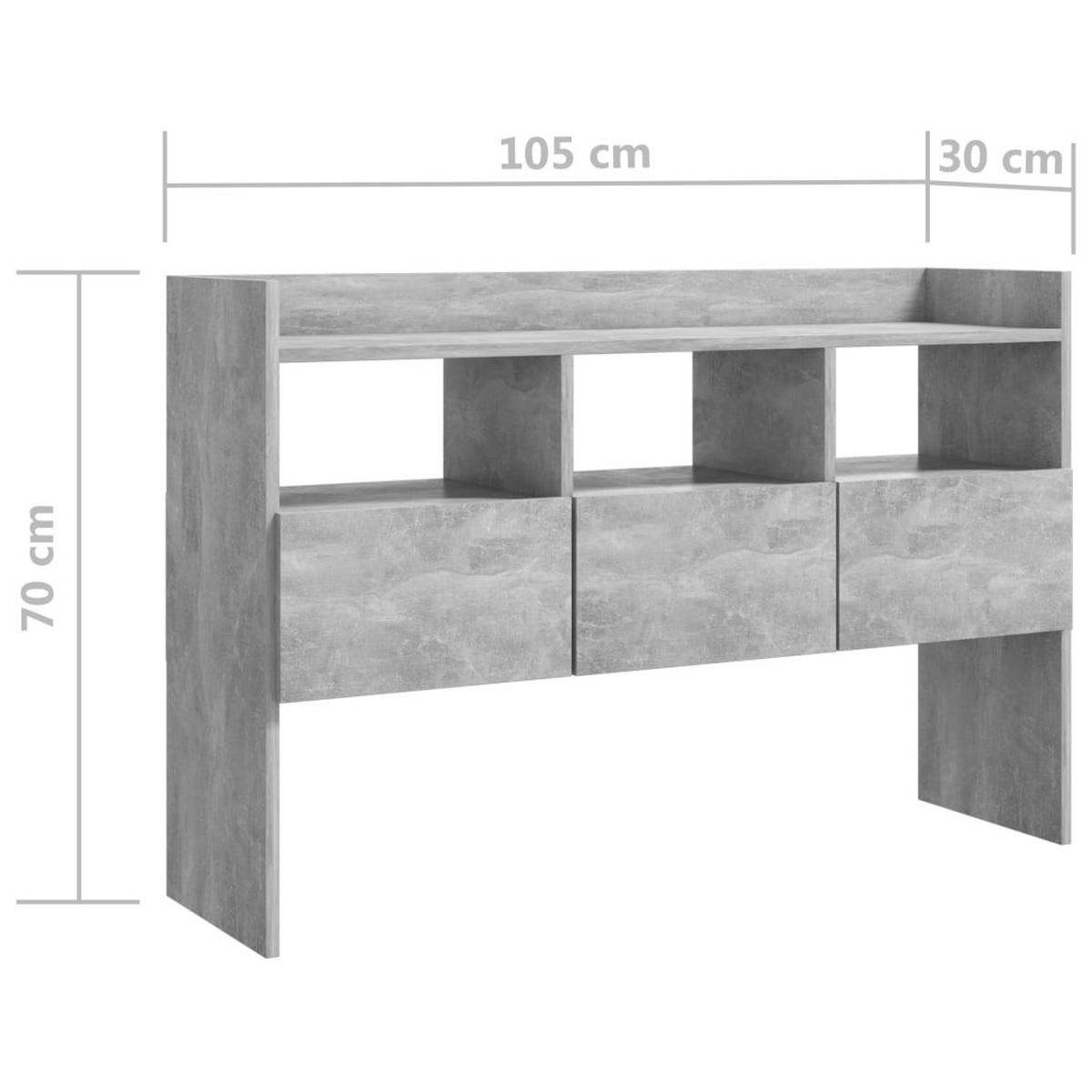 SIDEBOARD mit 3 Fächern, 3 Schubladen 105/30/70 cm aus Holzwerkstoff Betongrau - Hellgrau, Holz (105/70/30cm) - vidaXL