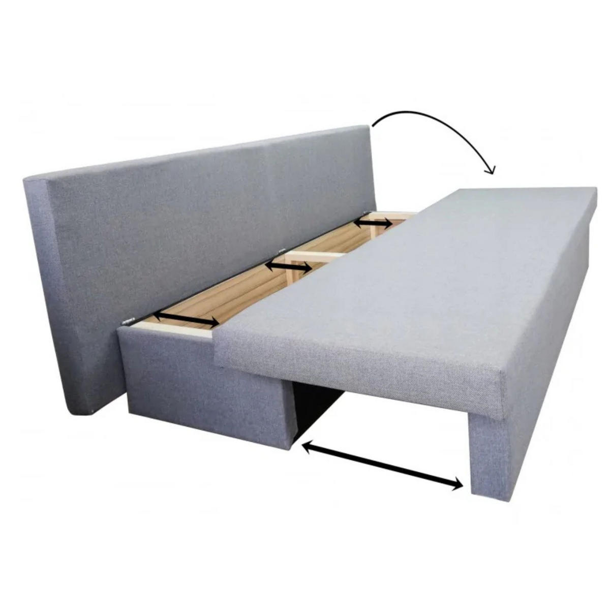 SCHLAFSOFA ANTA, Sofa mit Schlaffunktion und Bettkasten, Farbe: Grau, Veloursstoff - Grau, Textil (194/68/75cm) - Sepro Meble
